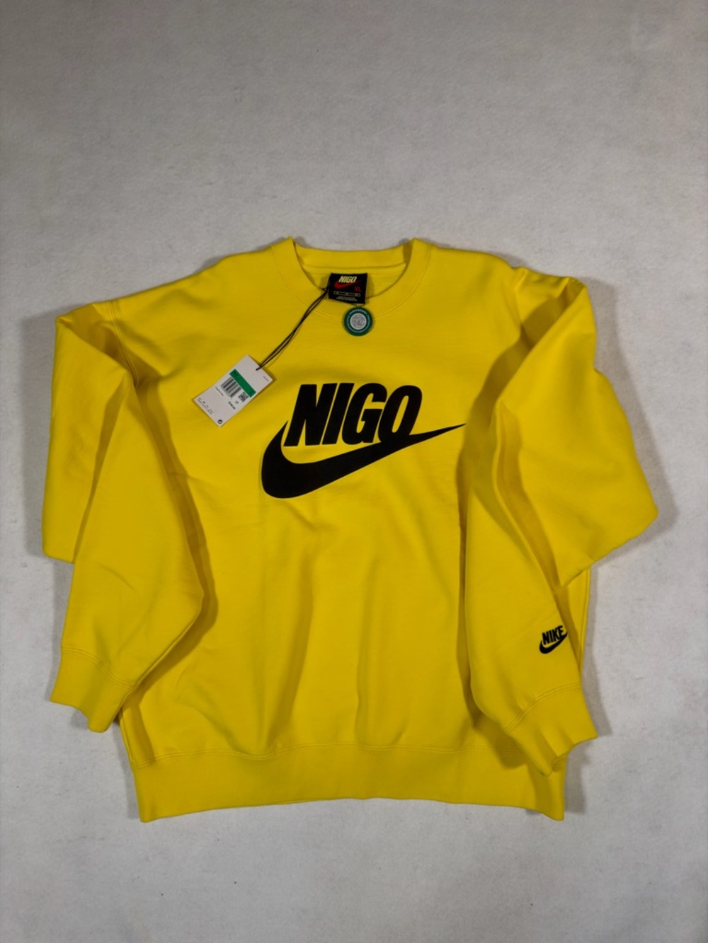 Nike Yellow Crewneck Sweatshirt with Black NIGO Logo